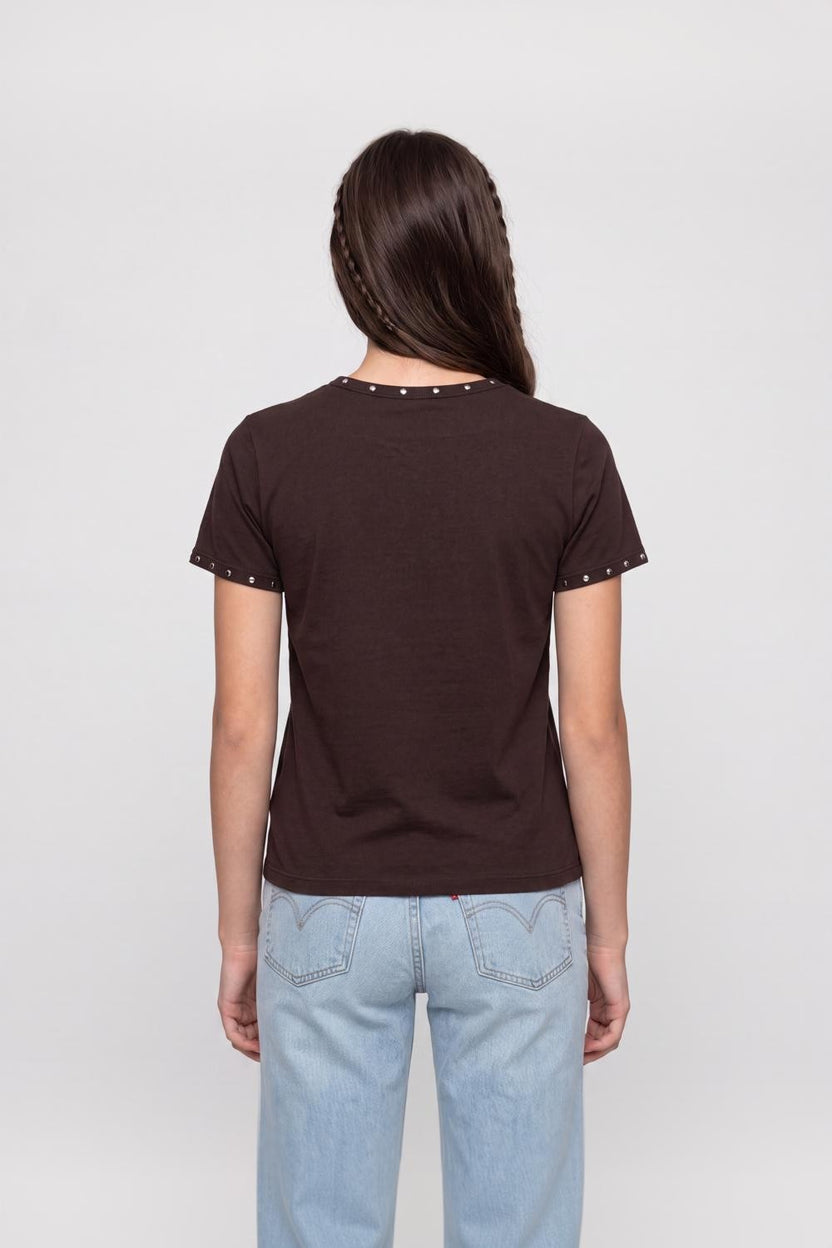 Brown Cotton Regular Fit T-Shirt for Women - Image 5