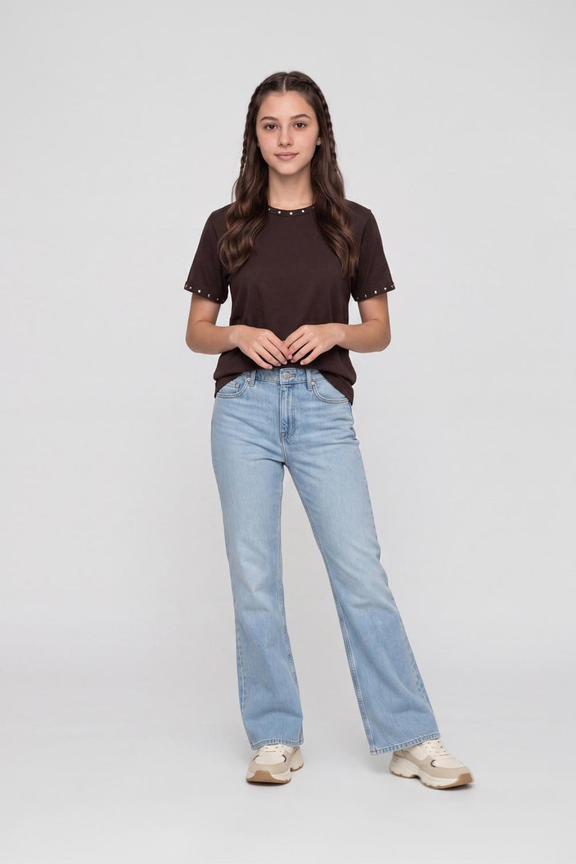 Brown Cotton Regular Fit T-Shirt for Women - Image 6