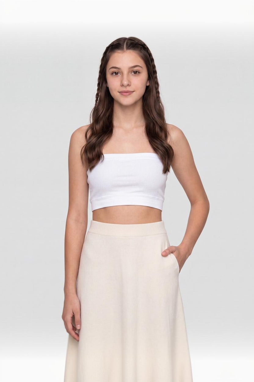 White Solid Tube Bra For Women - Image 1