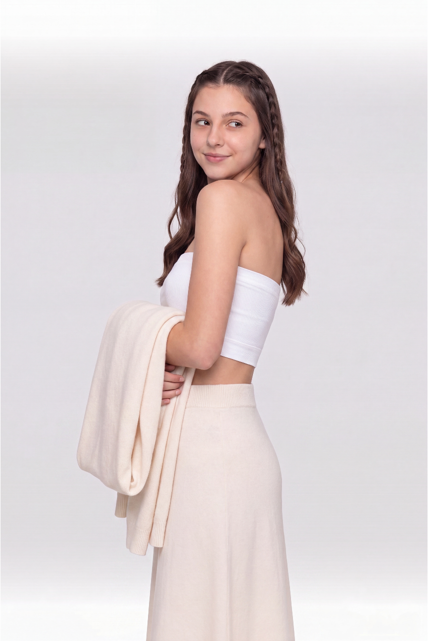 White Solid Tube Bra for Women - Image 2