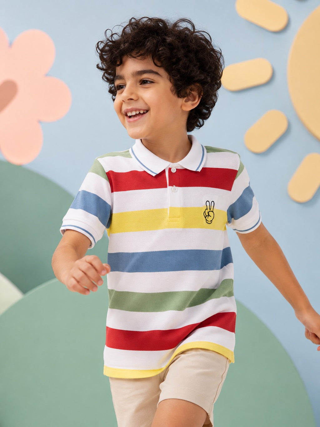 Multi-coloured Striped Regular Fit T-Shirt for Boys - Image 1
