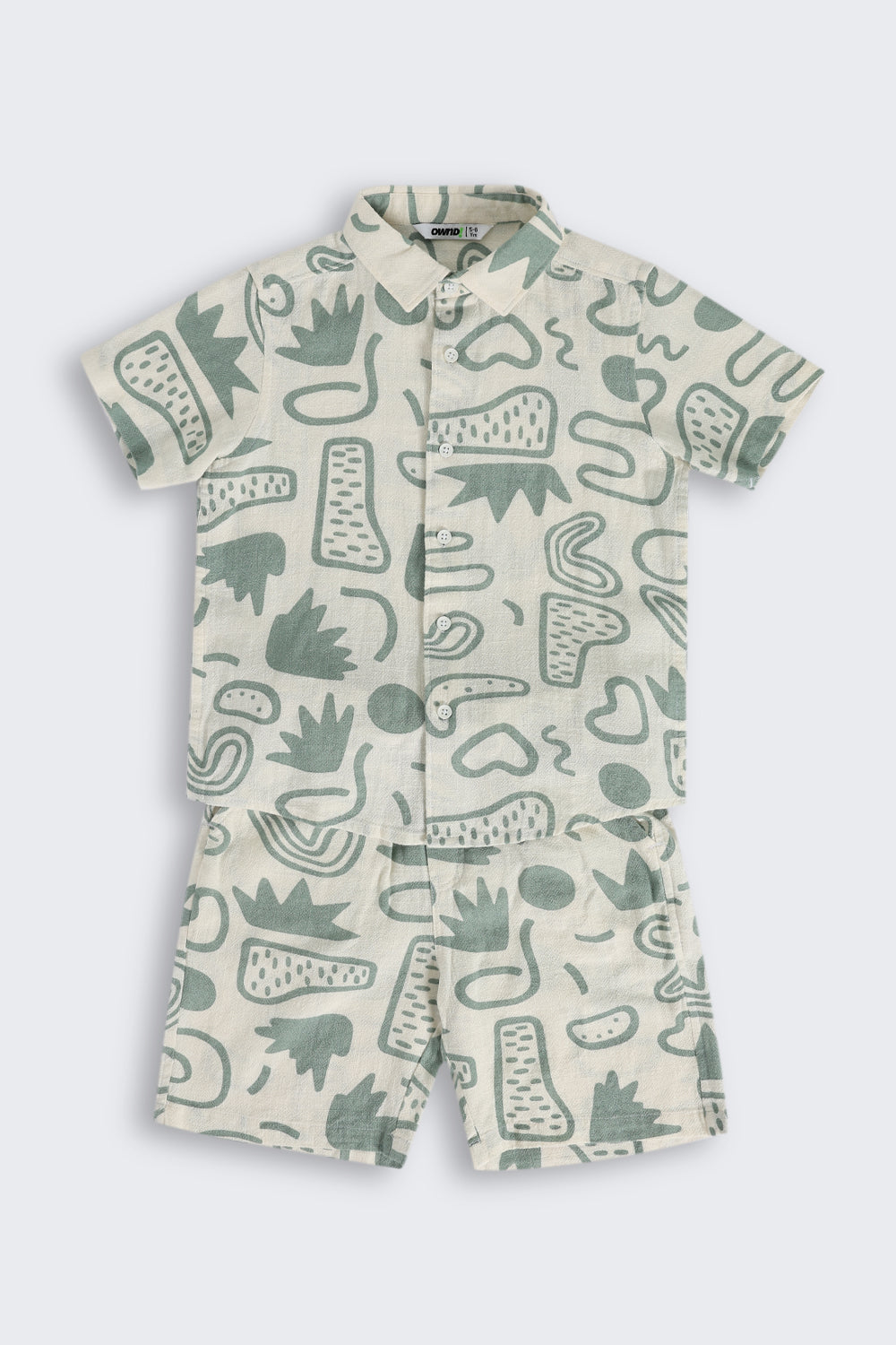 Green Cotton Regular Fit Co-ord Set for Boys - Image 2