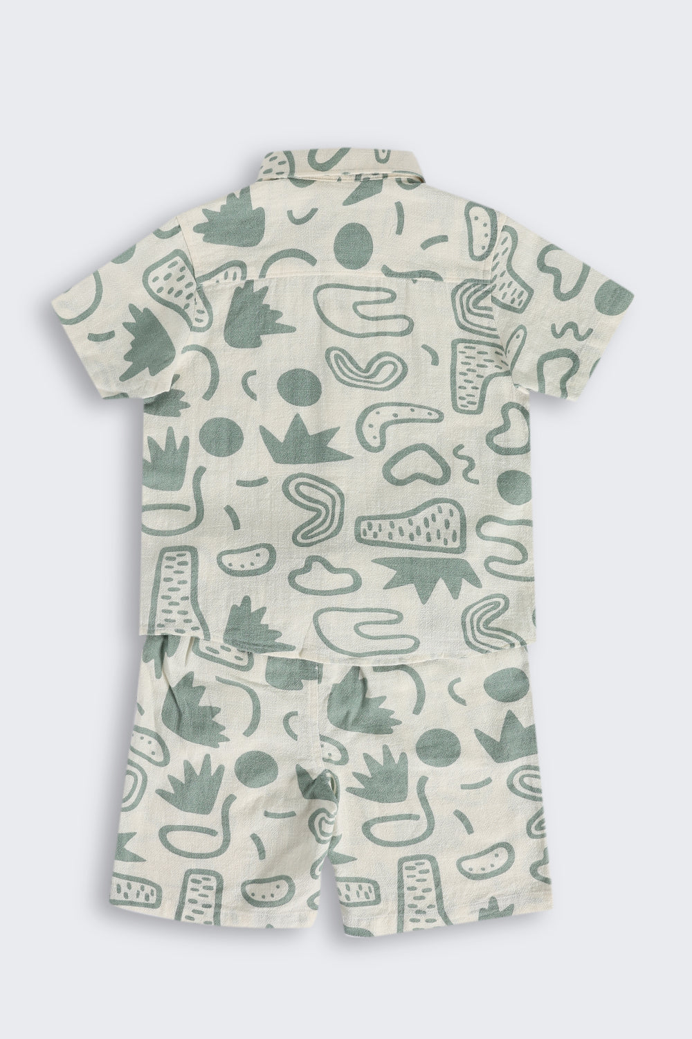 Green Cotton Regular Fit Co-ord Set for Boys - Image 3