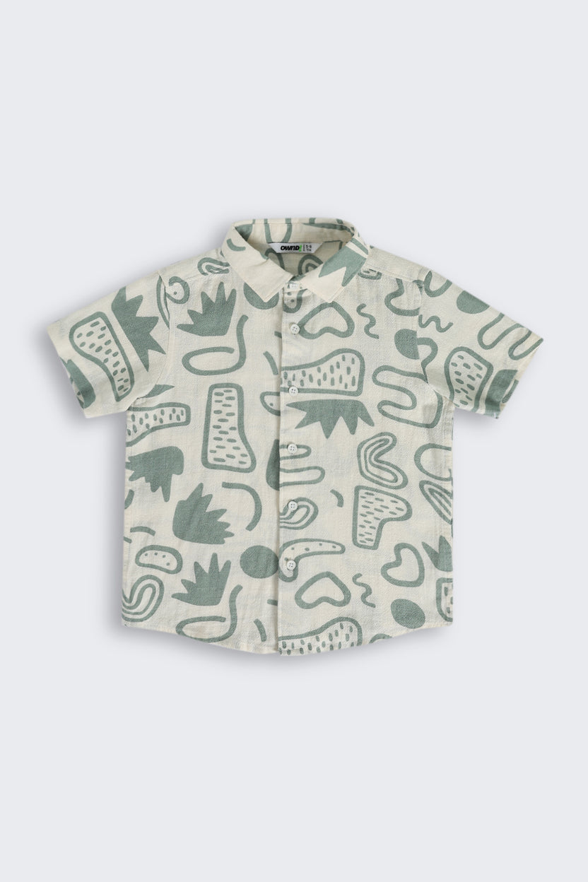 Green Cotton Regular Fit Co-ord Set for Boys - Image 4