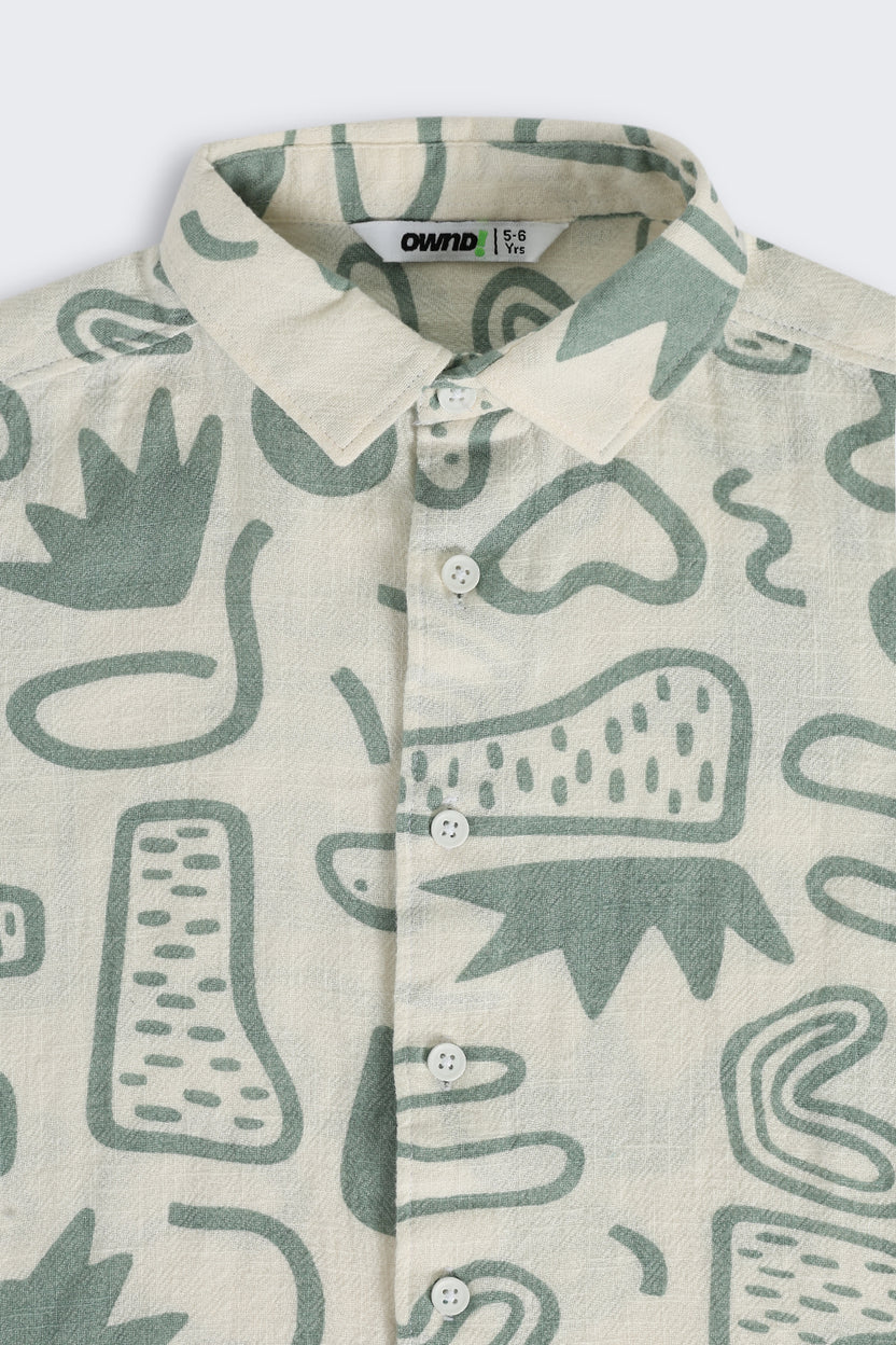 Green Cotton Regular Fit Co-ord Set for Boys - Image 7