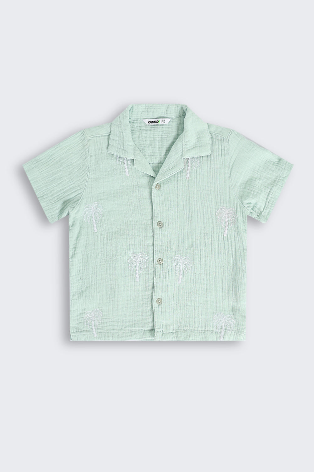 Green Embroidered Cotton Regular Fit Co-ord Set for Boys - Image 3