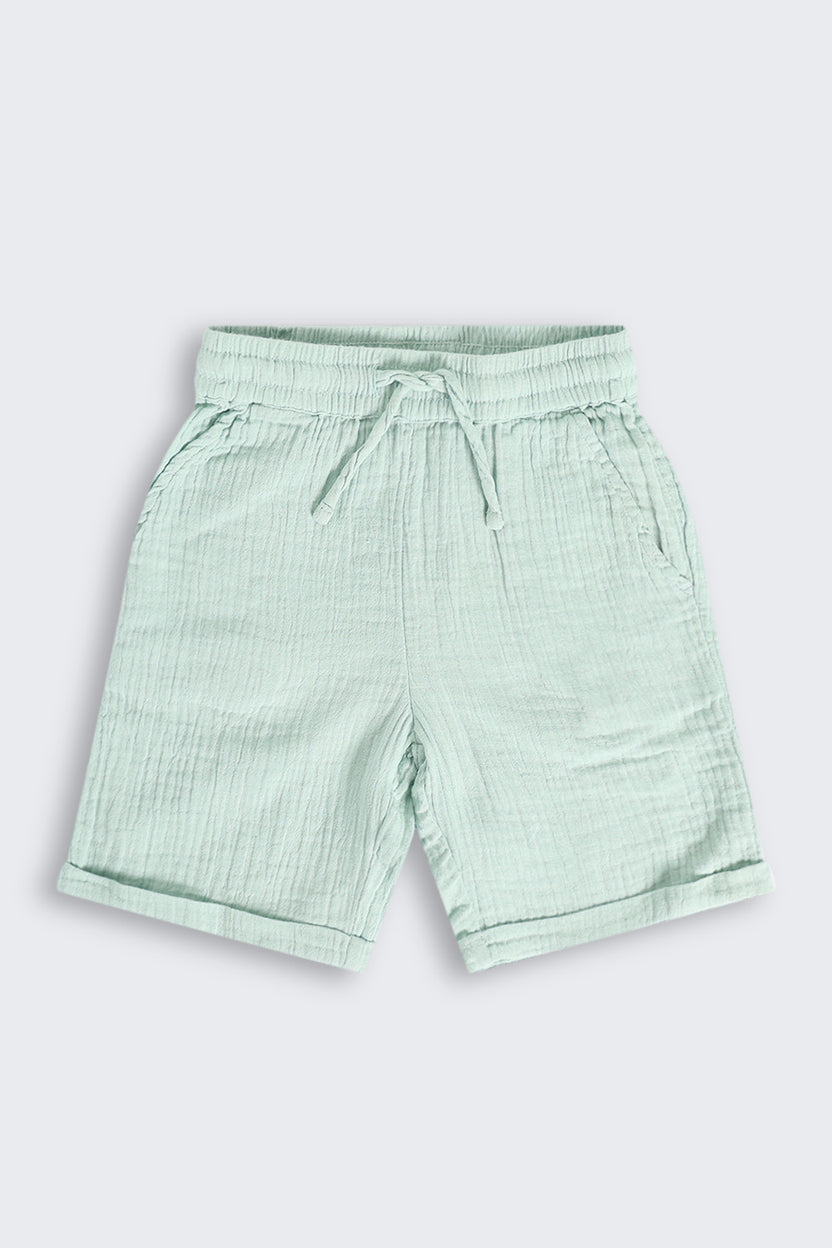 Green Embroidered Cotton Regular Fit Co-ord Set for Boys - Image 4