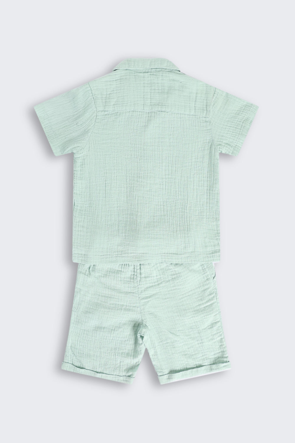 Green Embroidered Cotton Regular Fit Co-ord Set for Boys - Image 5