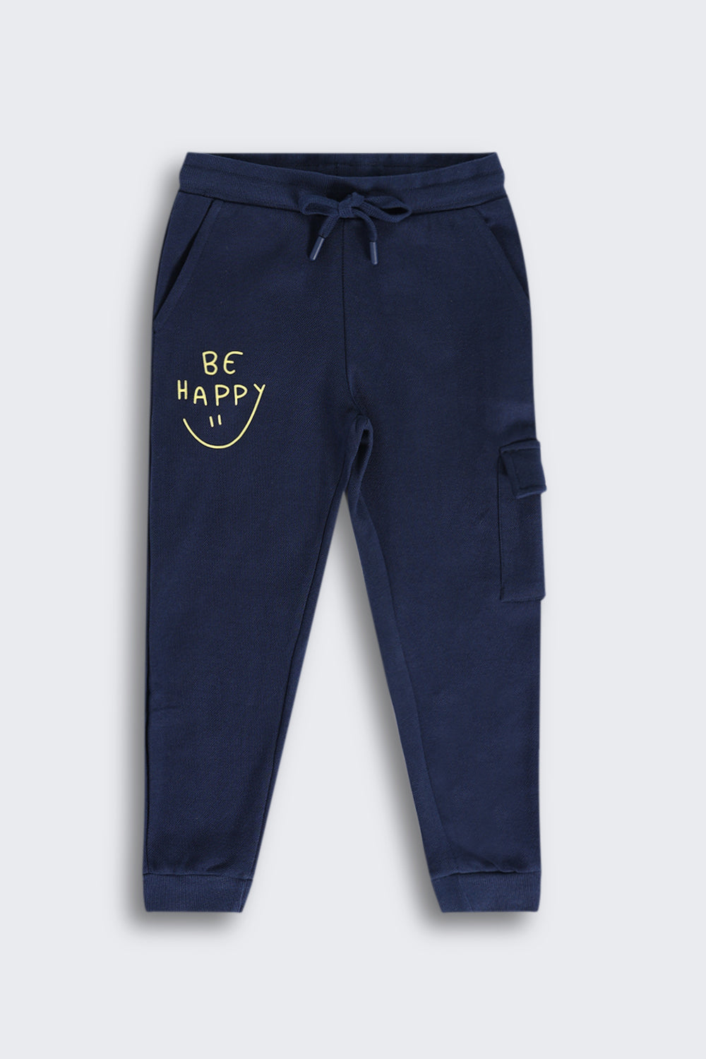 Navy Typographic Cotton Joggers for Boys - Image 2