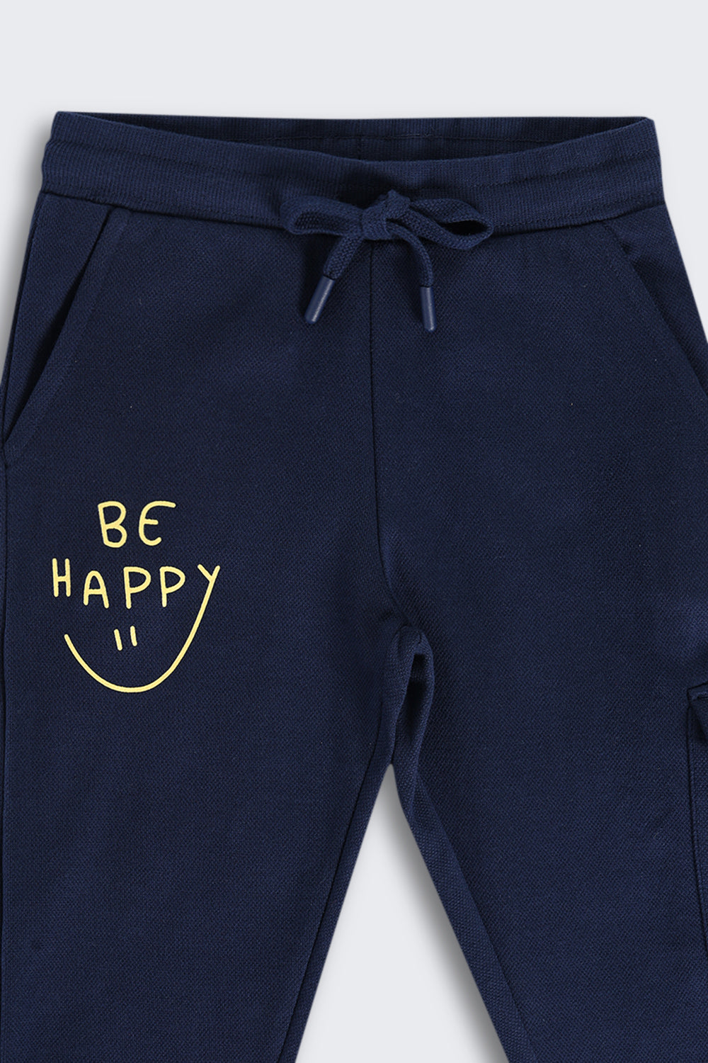 Navy Typographic Cotton Joggers for Boys - Image 5