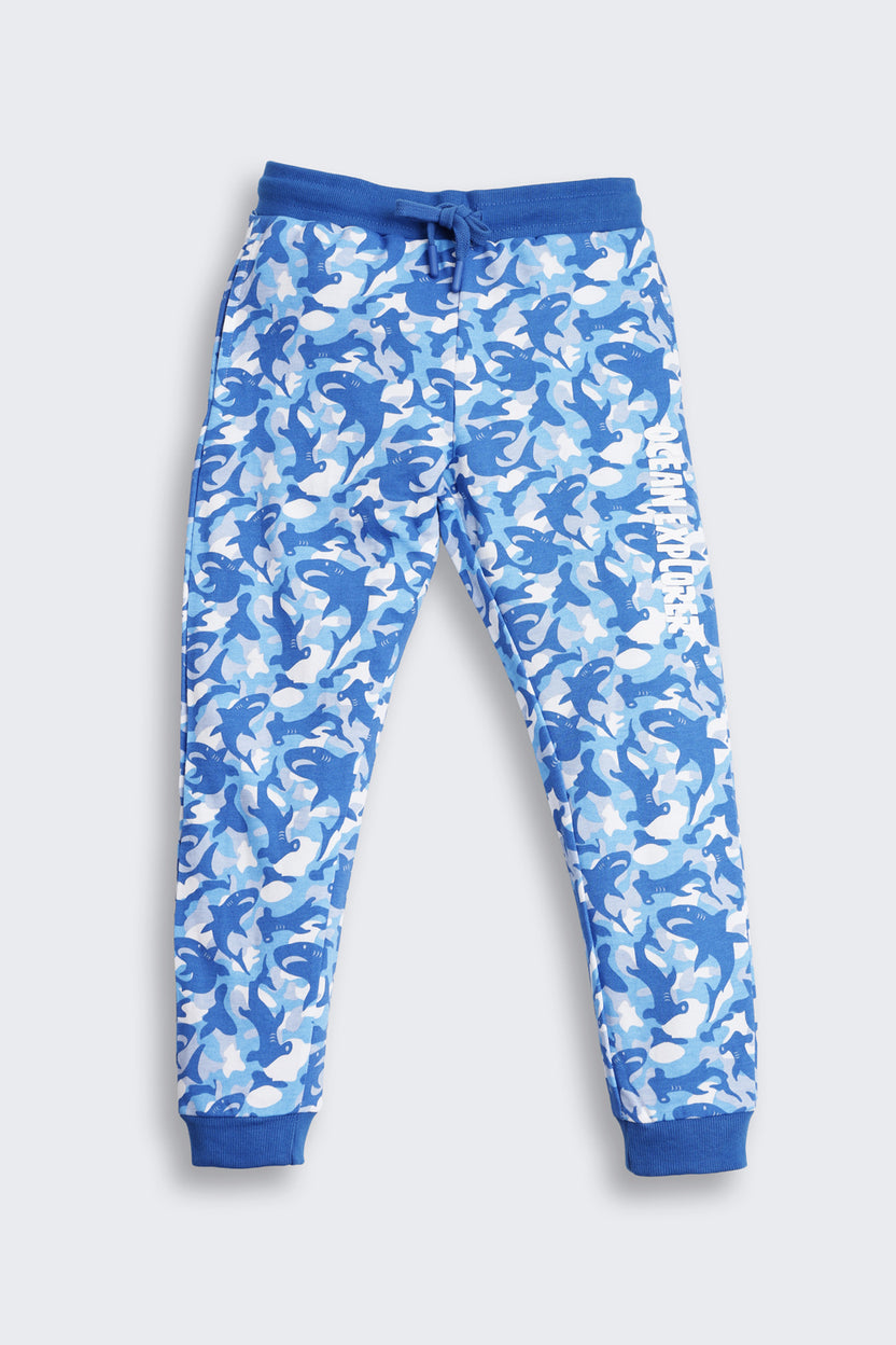 Blue Shark all over Printed Regular Fit Jogger for Boys - Image 2