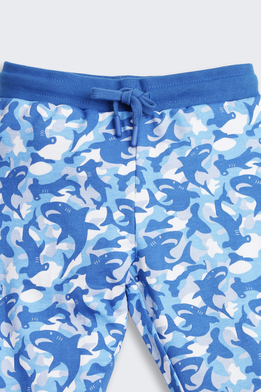 Blue Shark all over Printed Regular Fit Jogger for Boys - Image 5