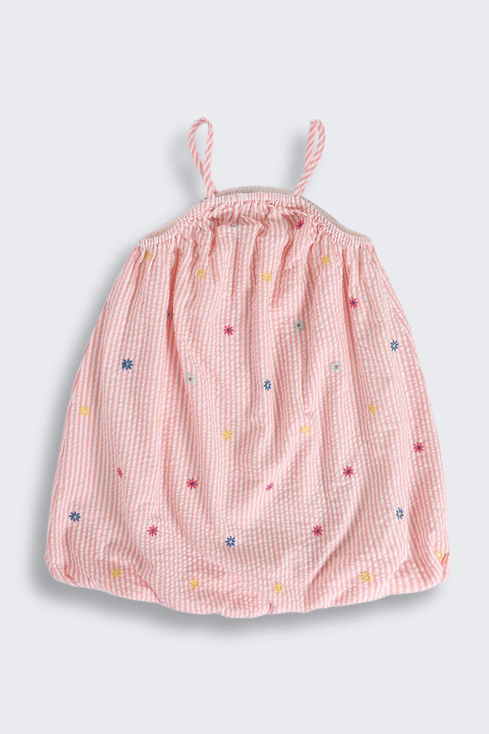 Coral Striped Dress for Girls - Image 2