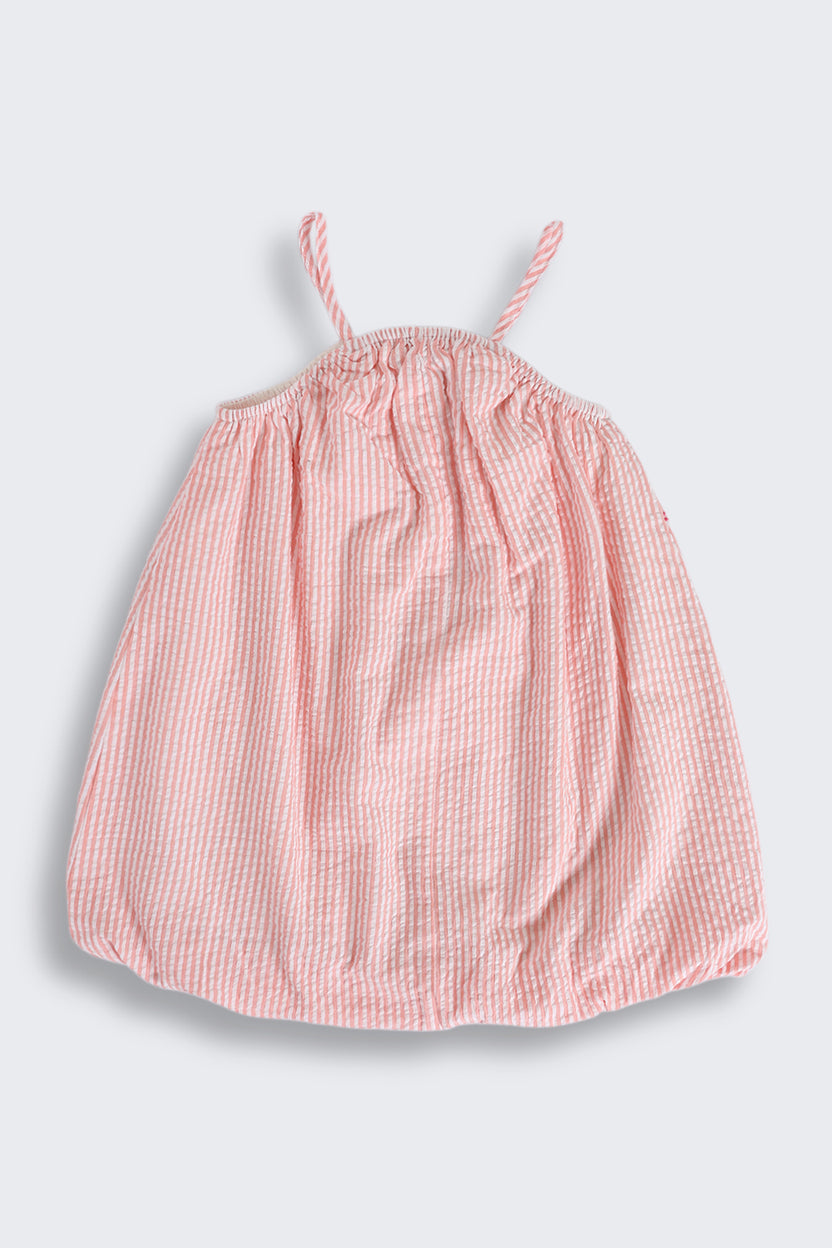 Coral Striped Dress for Girls - Image 3