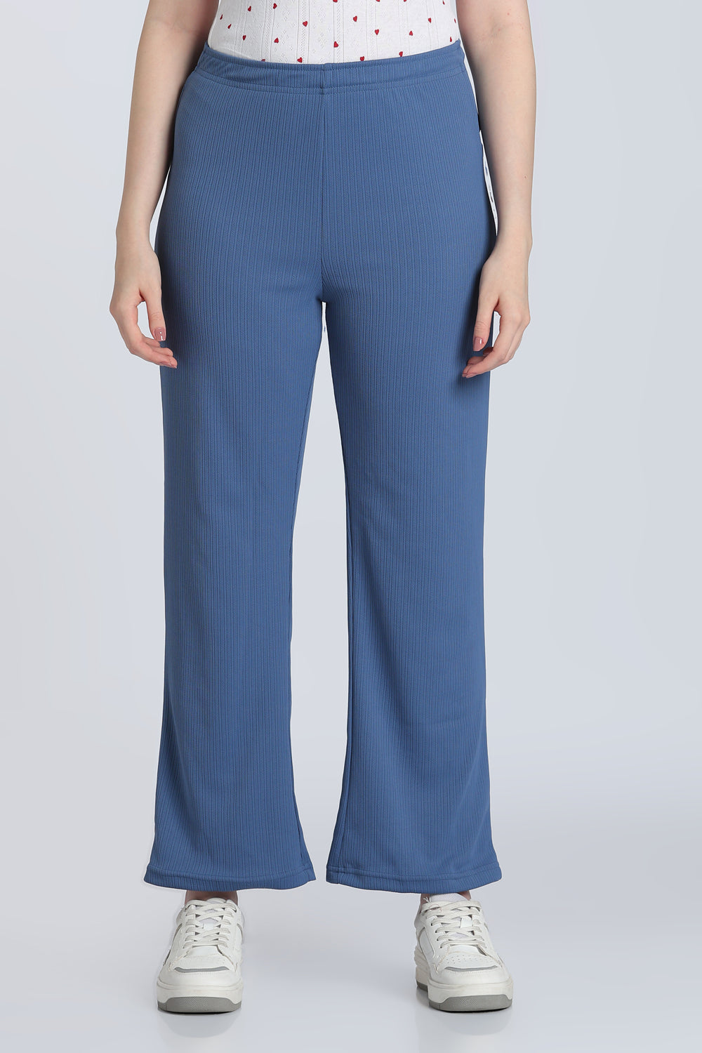 Blue Mid Rise Straight Fit Lounge Pant for Women - Image 2
