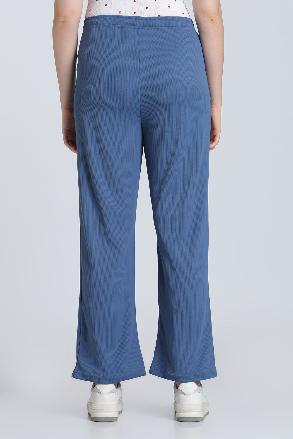 Blue Mid Rise Straight Fit Lounge Pant for Women - Image 5
