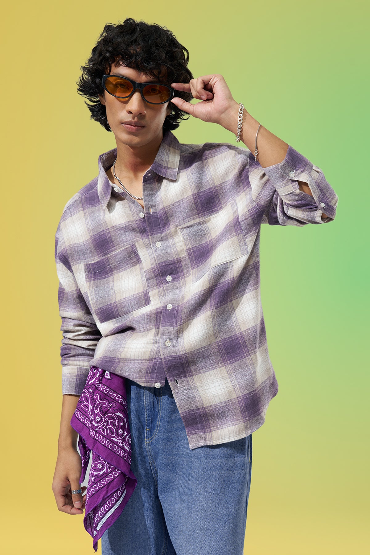 Purple Checks Regular Fit Shirt for Men - Image 1