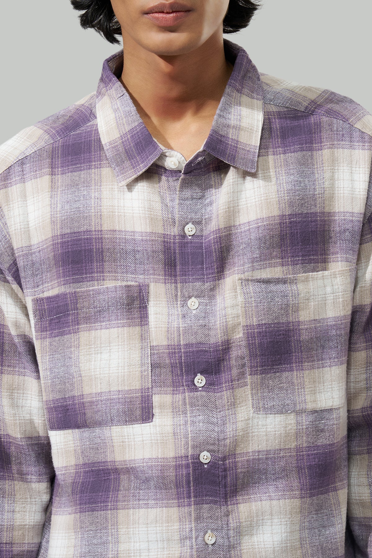 Purple Checks Regular Fit Shirt for Men - Image 2