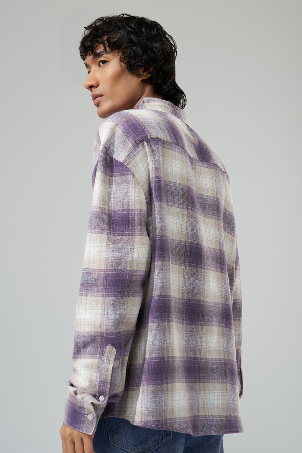 Purple Checks Regular Fit Shirt For Men - Image 5