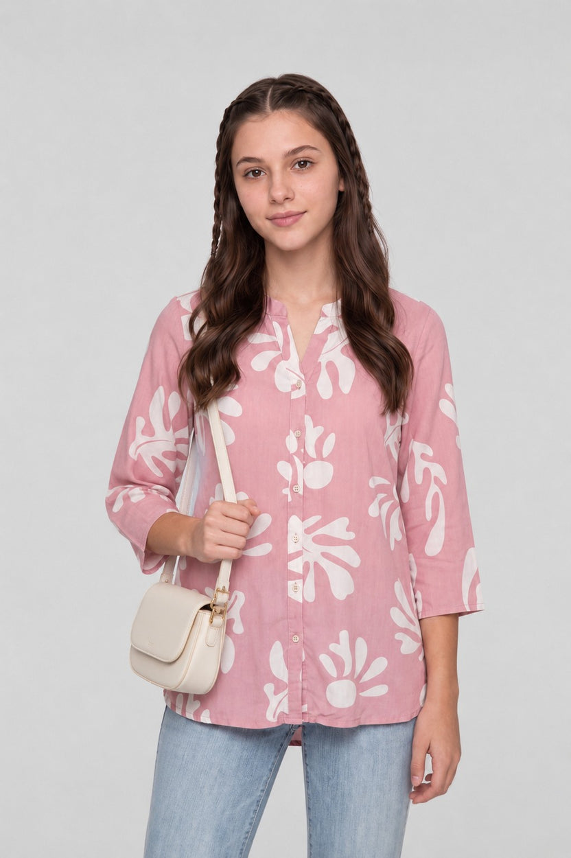 Pink Abstract Regular Fit Tunic for Women - Image 1
