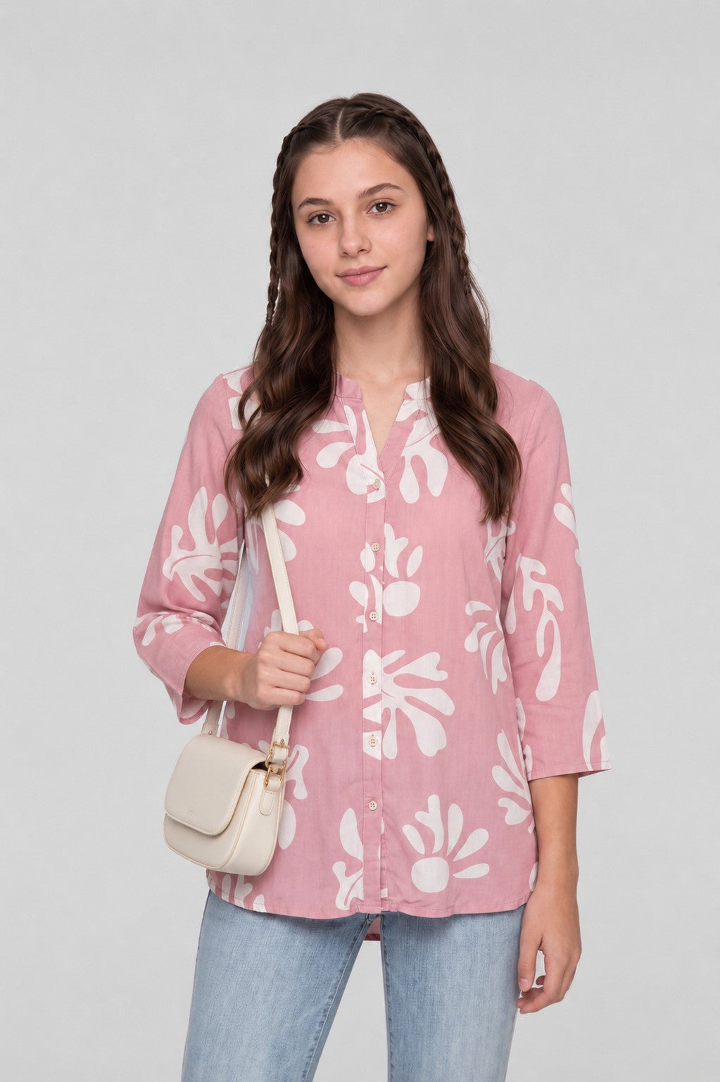 Pink Abstract Regular Fit Tunic for Women - Image 1