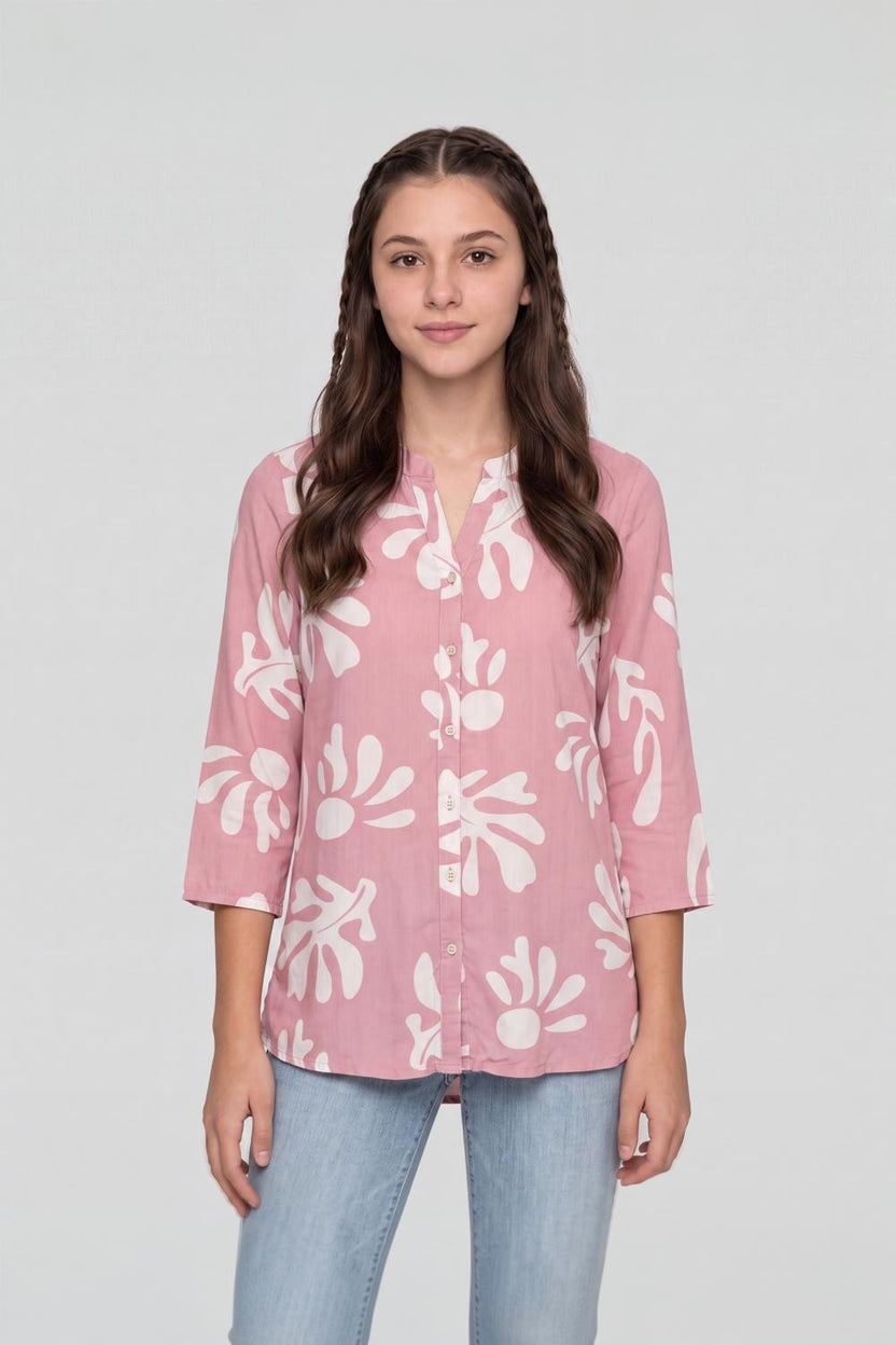 Pink Abstract Regular Fit Tunic for Women - Image 2