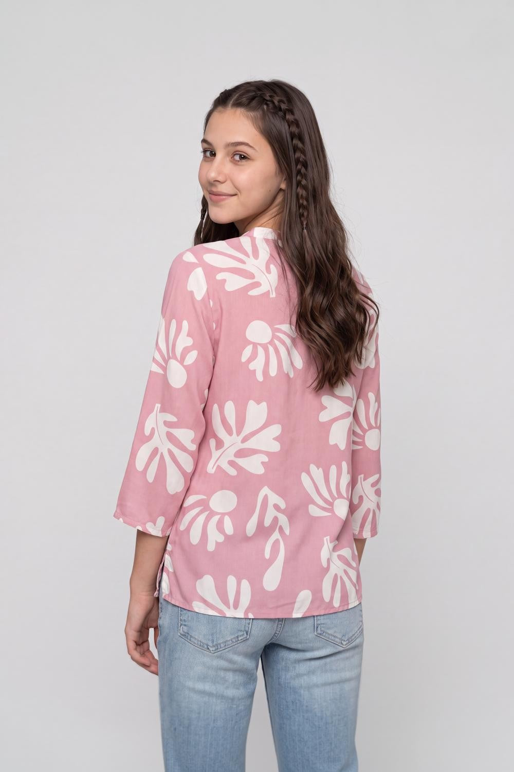 Pink Abstract Regular Fit Tunic for Women - Image 5