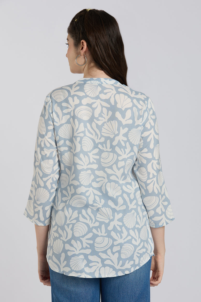 Light Blue Breathable Regular Fit Tunic for Women - Image 5