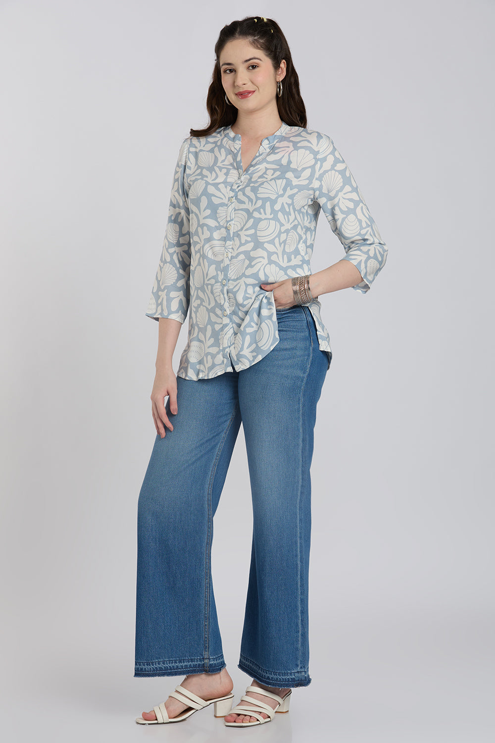 Light Blue Breathable Regular Fit Tunic for Women - Image 6