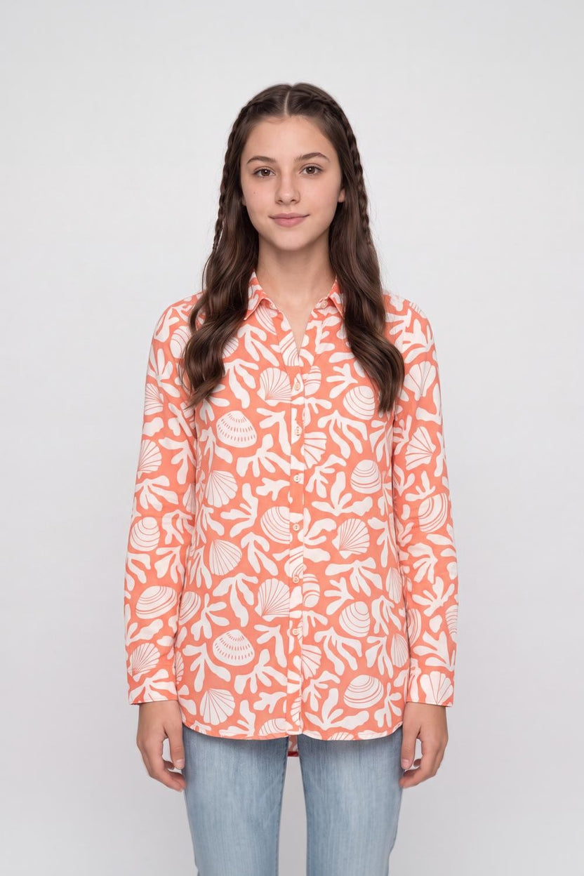 Orange Botanical Regular Fit Tunic for Women - Image 2