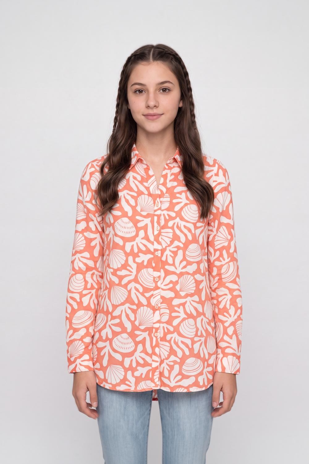 Orange Botanical Regular Fit Tunic for Women - Image 2