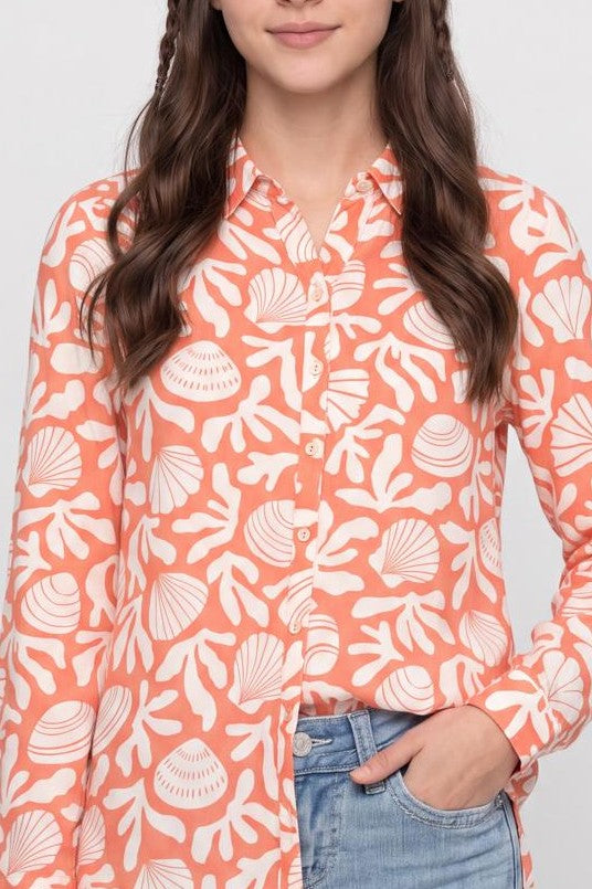 Orange Botanical Regular Fit Tunic for Women - Image 3