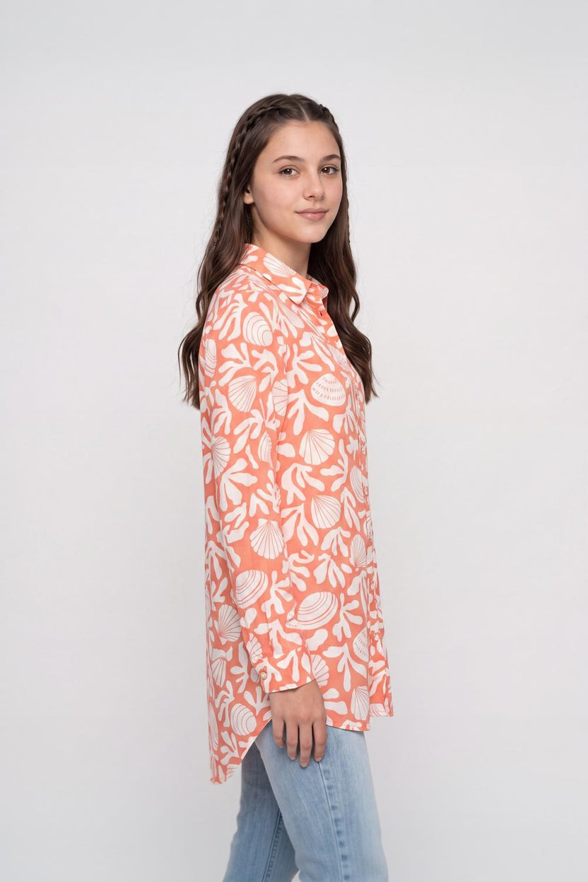 Orange Botanical Regular Fit Tunic for Women - Image 4
