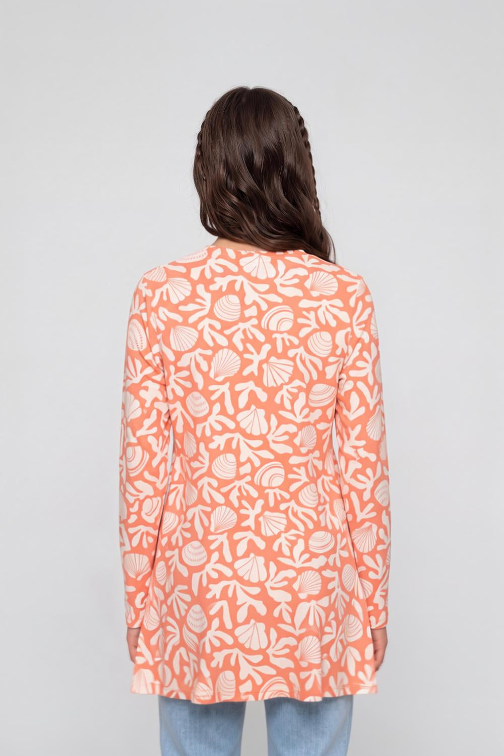 Orange Botanical Regular Fit Tunic for Women - Image 5