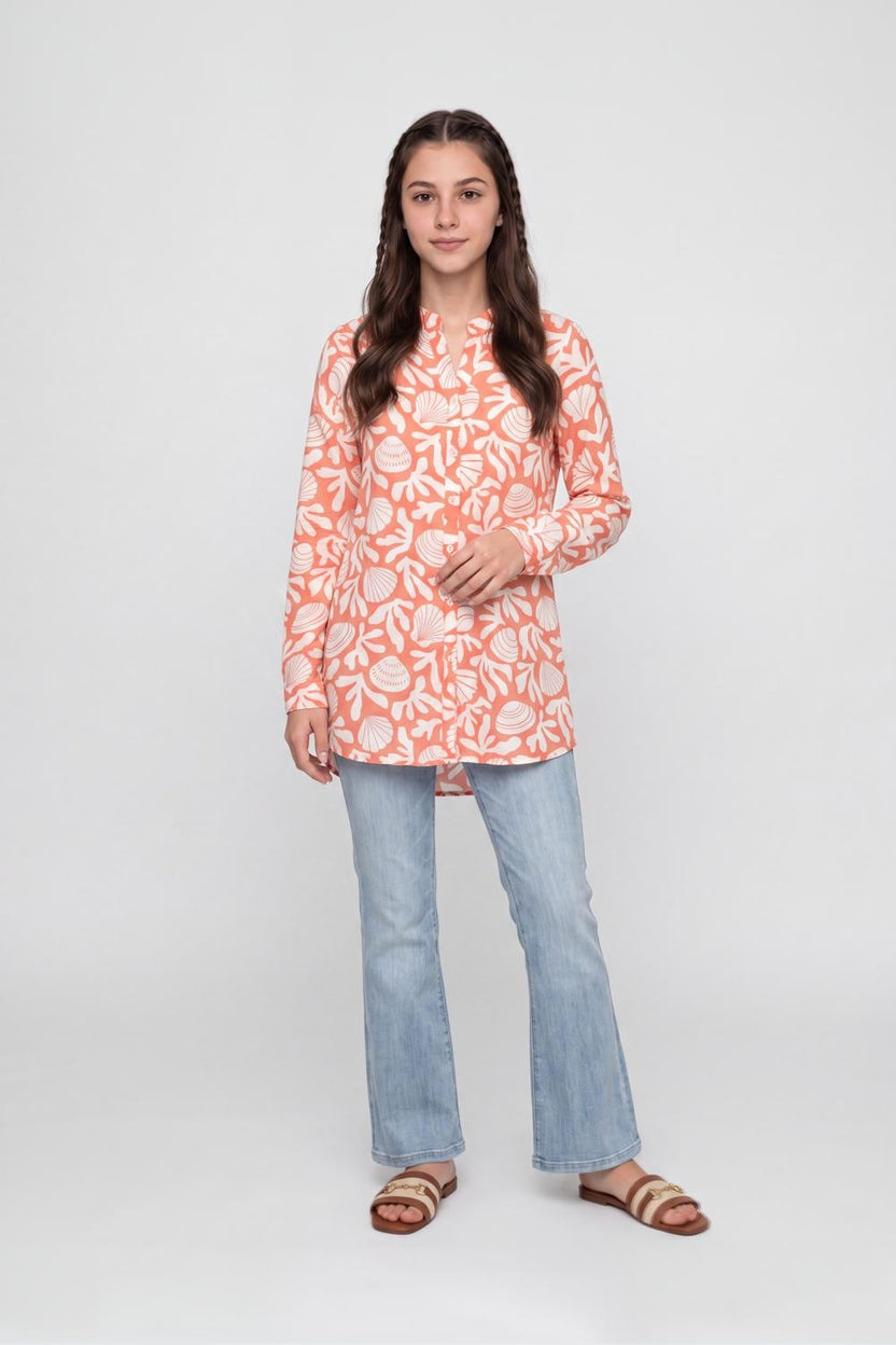 Orange Botanical Regular Fit Tunic for Women - Image 6