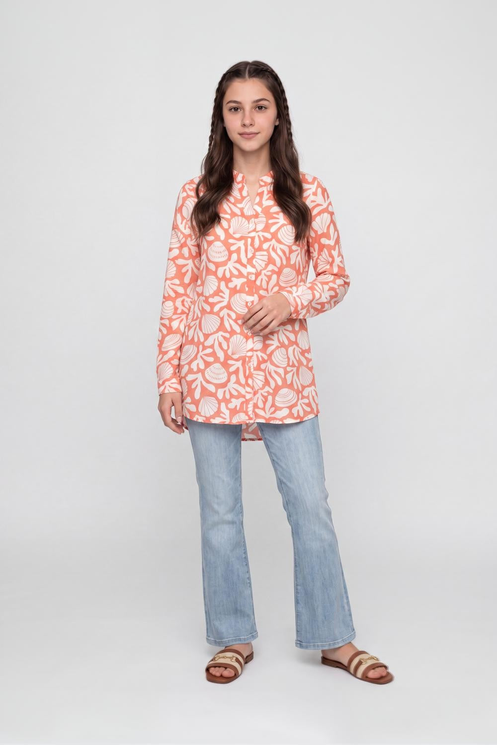 Orange Botanical Regular Fit Tunic for Women - Image 6