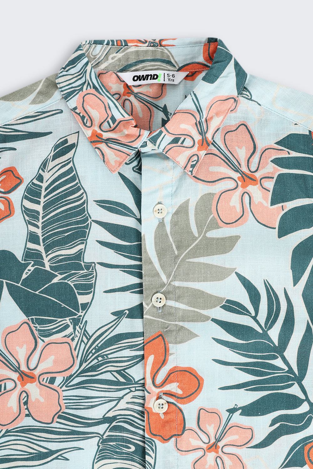 Blue Tropical Cotton Blend Regular Fit Shirt for Boys - Image 4