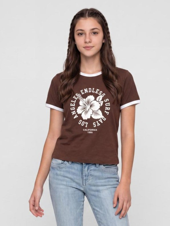 Brown Graphic Regular Fit T-Shirt for Women - Image 2