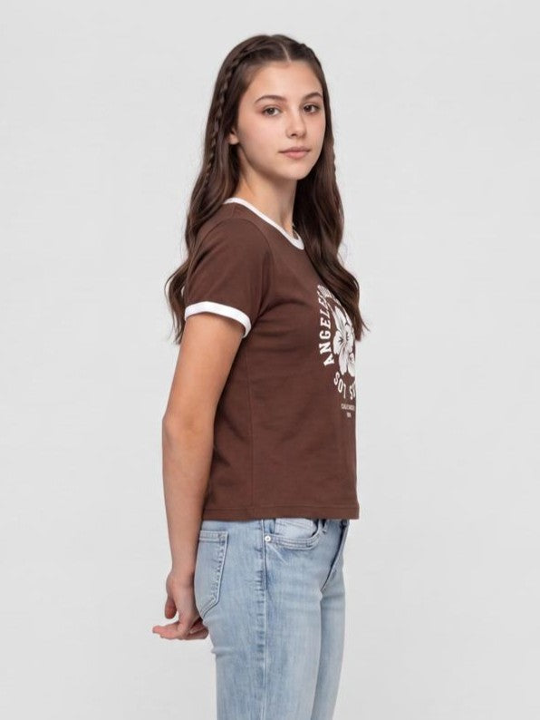Brown Graphic Regular Fit T-Shirt for Women - Image 4