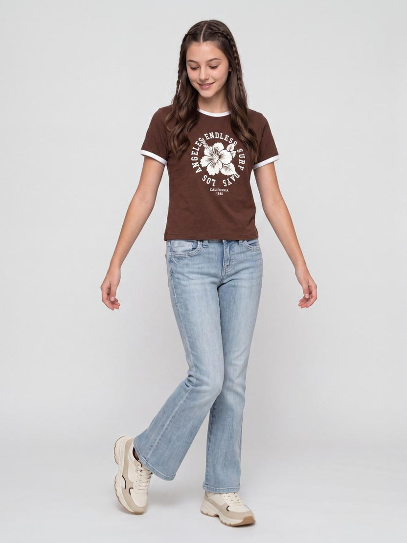 Brown Graphic Regular Fit T-Shirt for Women - Image 6