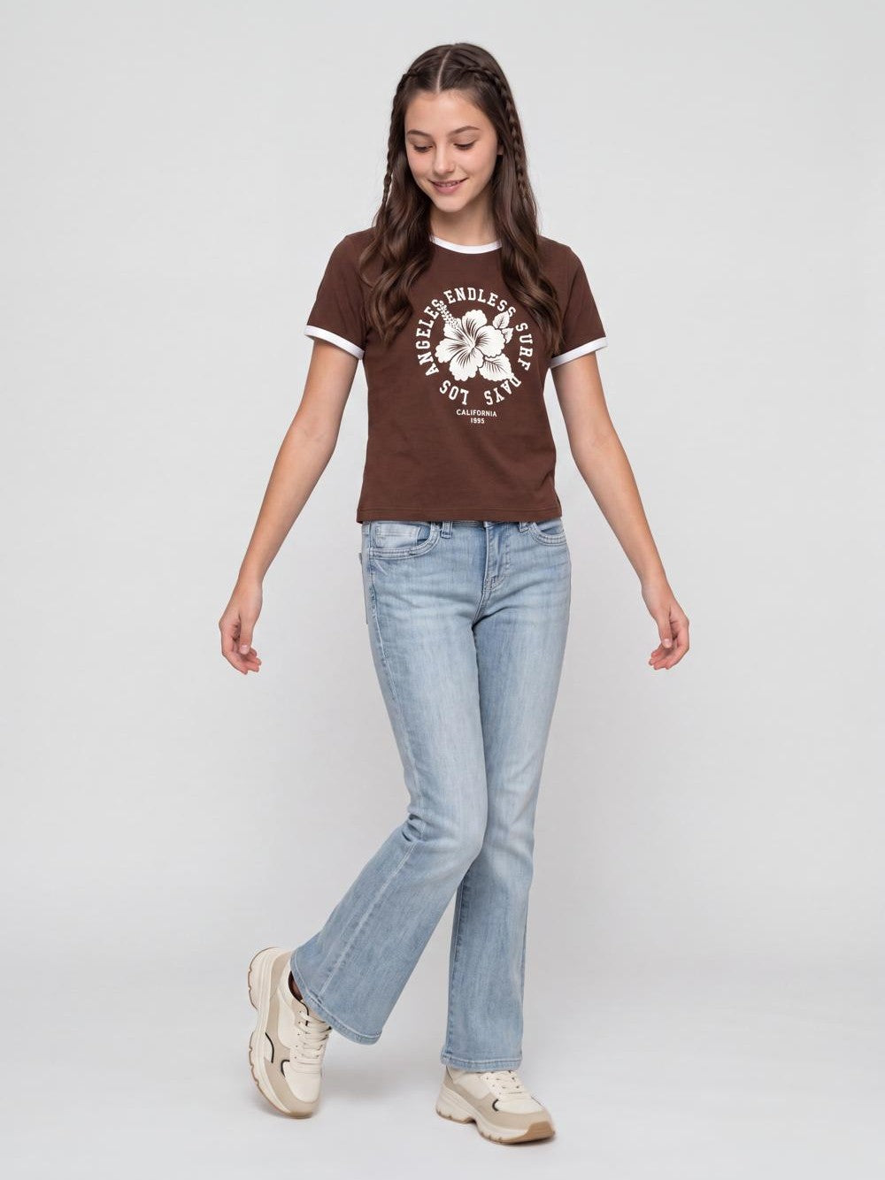 Brown Graphic Regular Fit T-Shirt for Women - Image 6