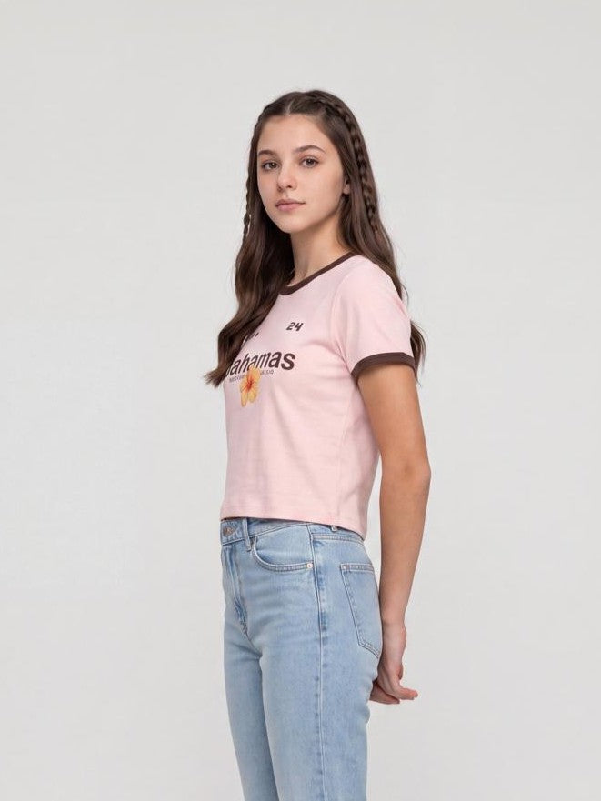 Pink Graphic Regular Fit T-Shirt for Women - Image 4