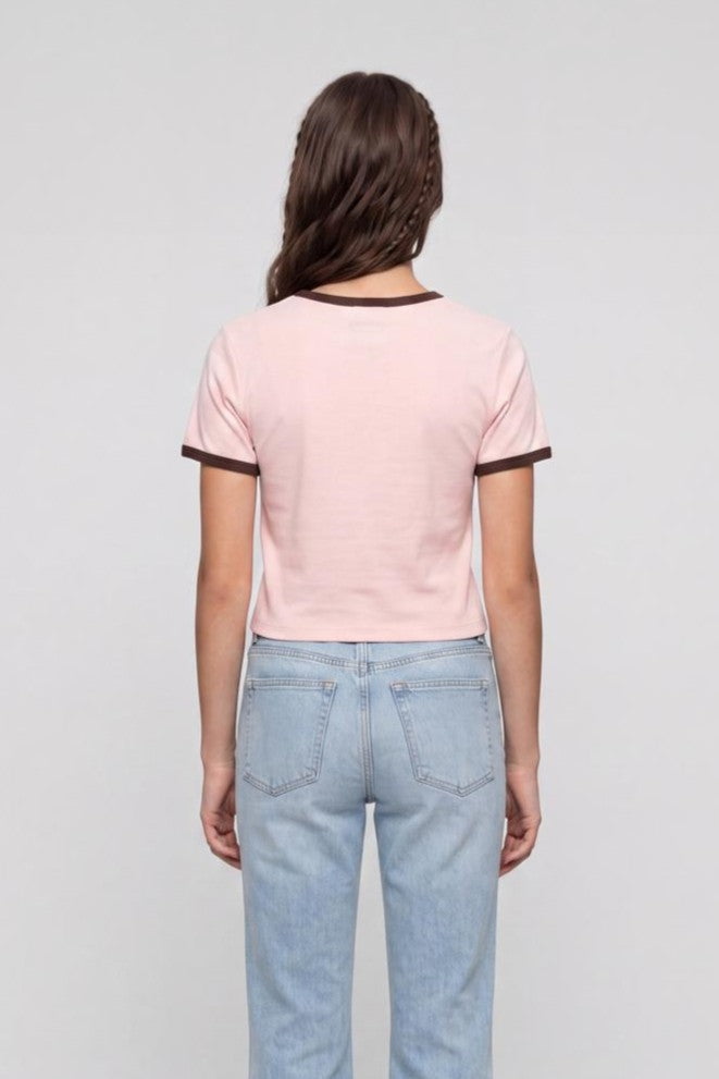 Pink Graphic Regular Fit T-Shirt for Women - Image 5