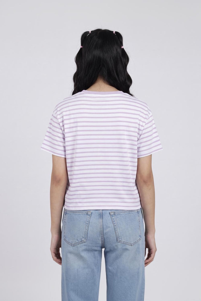 Lilac Striped Regular Fit T-Shirt for Women - Image 5