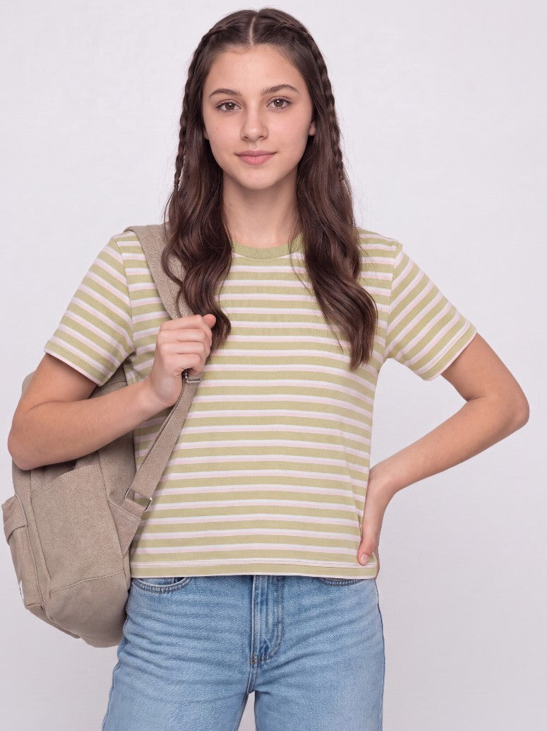 Pink & Yellow Cotton Regular Fit T-Shirt for Women - Image 1