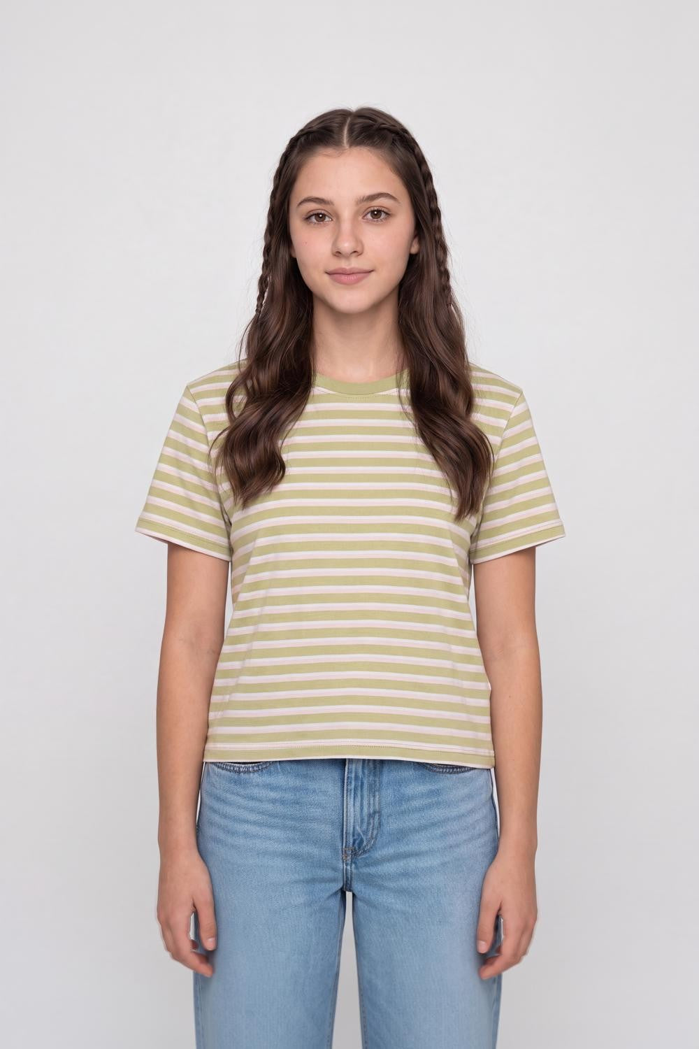 Pink & Yellow Cotton Regular Fit T-Shirt for Women - Image 2