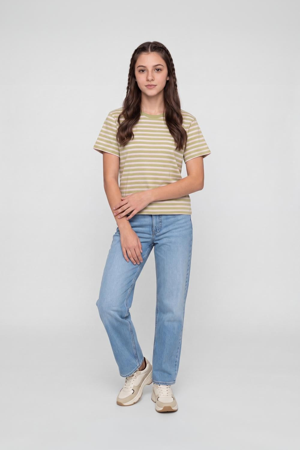 Pink & Yellow Cotton Regular Fit T-Shirt for Women - Image 6