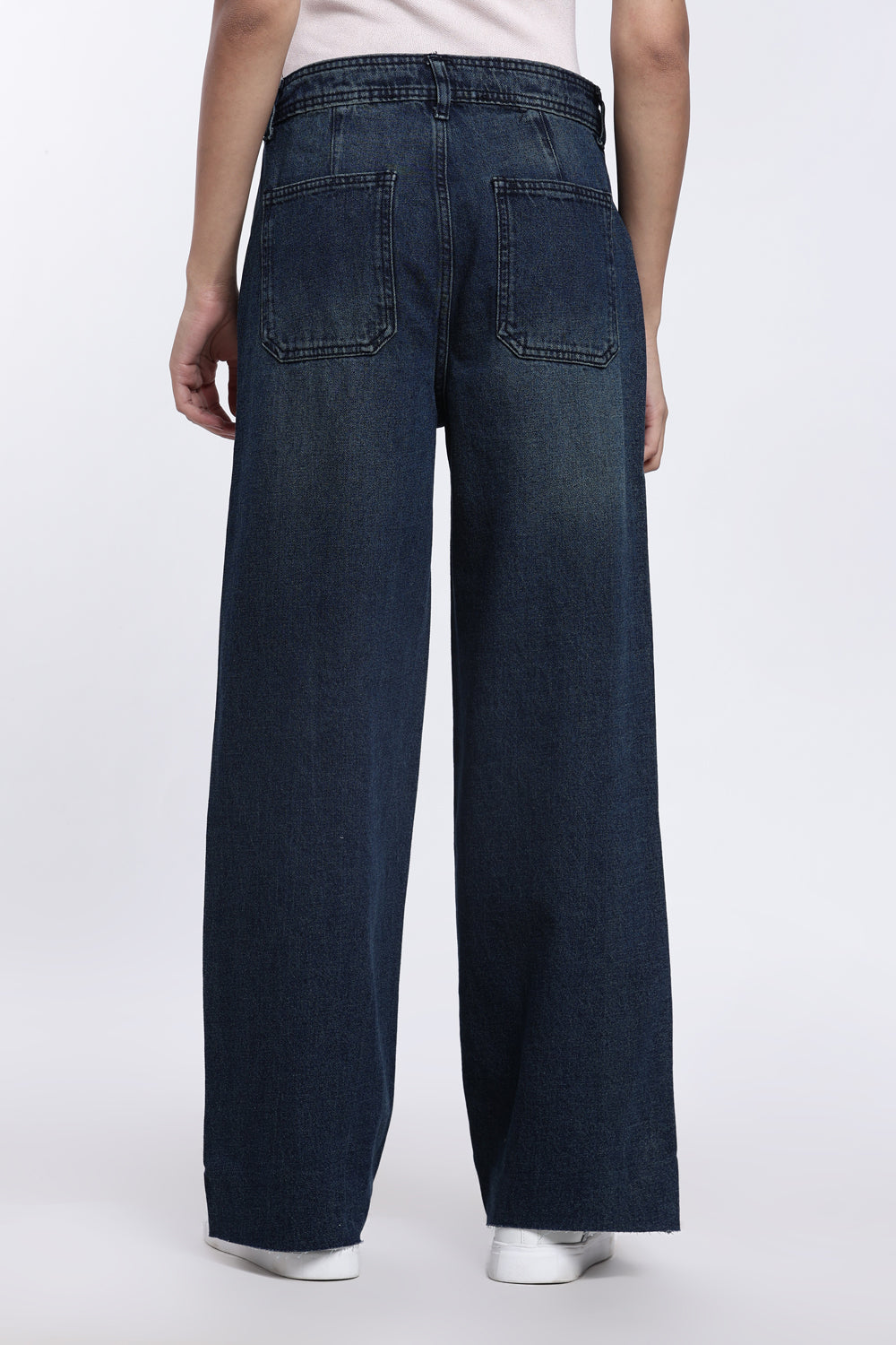 Navy Wide Leg Fit Jeans for Women - Image 5