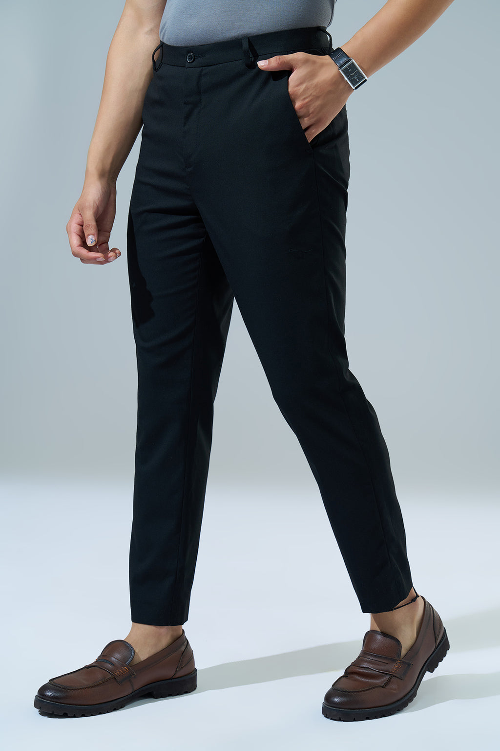 Navy Carrot Fit Formal Trouser for Men - Image 4