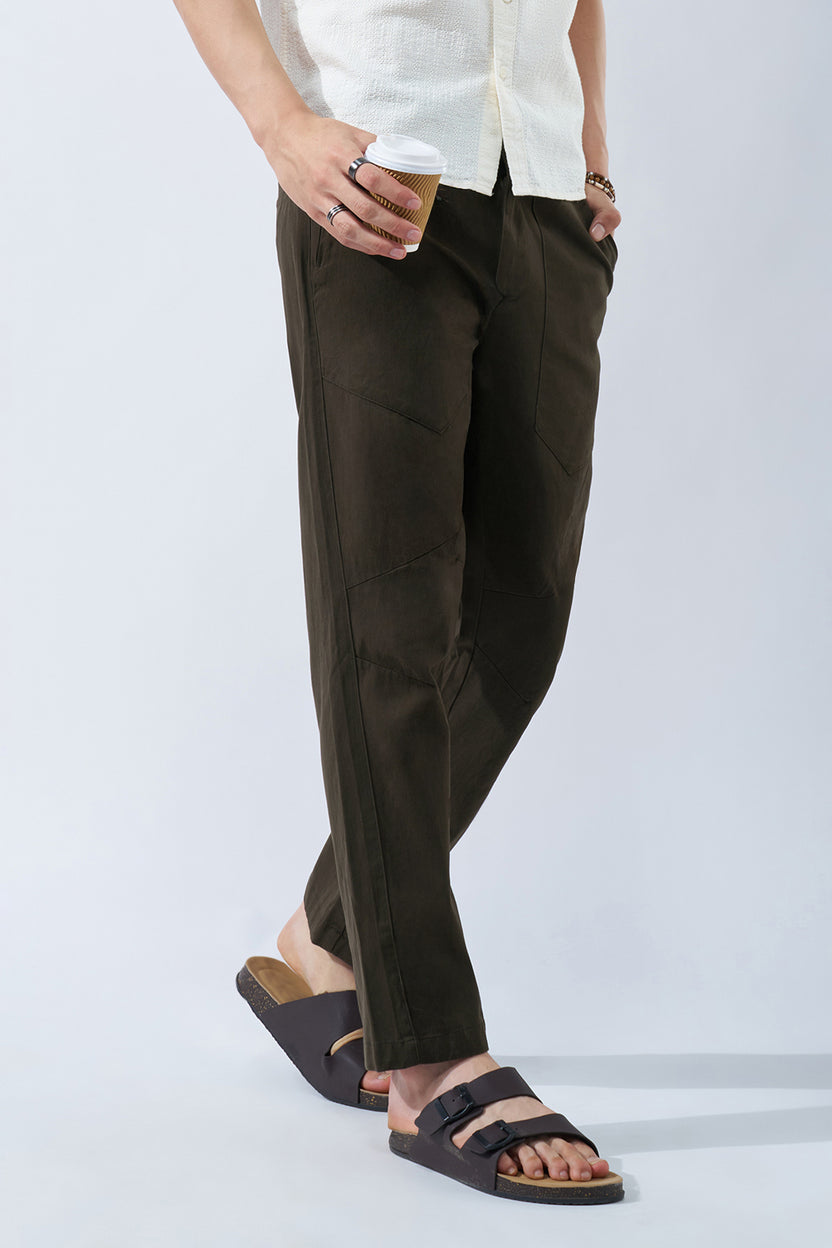 Brown Relaxed Fit Trouser For Men - Image 1